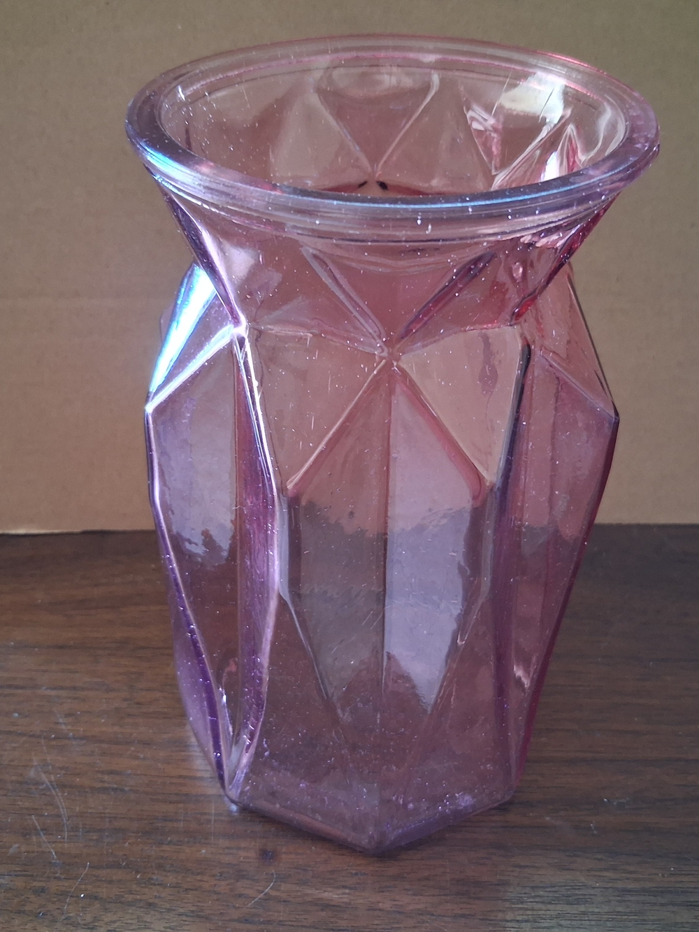 Source Unknown Pink Faceted Glass Vase - Home Accents